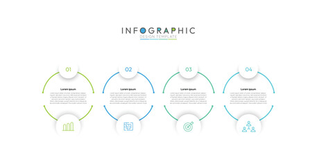 4 Steps Circular Connection Infographic, four steps are arranged in a circular formation, suggesting a cycle or continuous flow. Simple infographic design template.