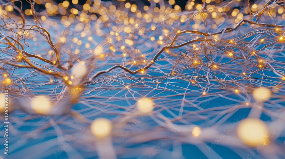 Poster illuminated neural network abstract digital technology background