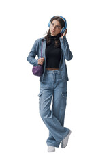 Portrait of a young woman wearing headphones