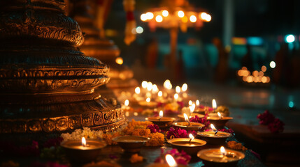 Maha Shivaratri festival celebration, grand temples, colorful lights, spiritual energy