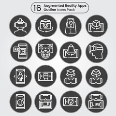 Augmented Reality Apps line editable icon set. Editable stroke. Vector illustration.