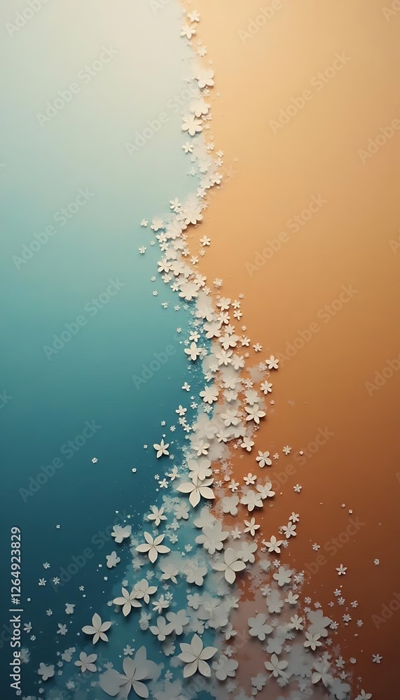 Poster generative ai image of delicate white flowers on a gradient background