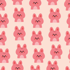 seamless pattern cute cartoon white bunny. cute animal drawing for wallpaper, pattern, background
