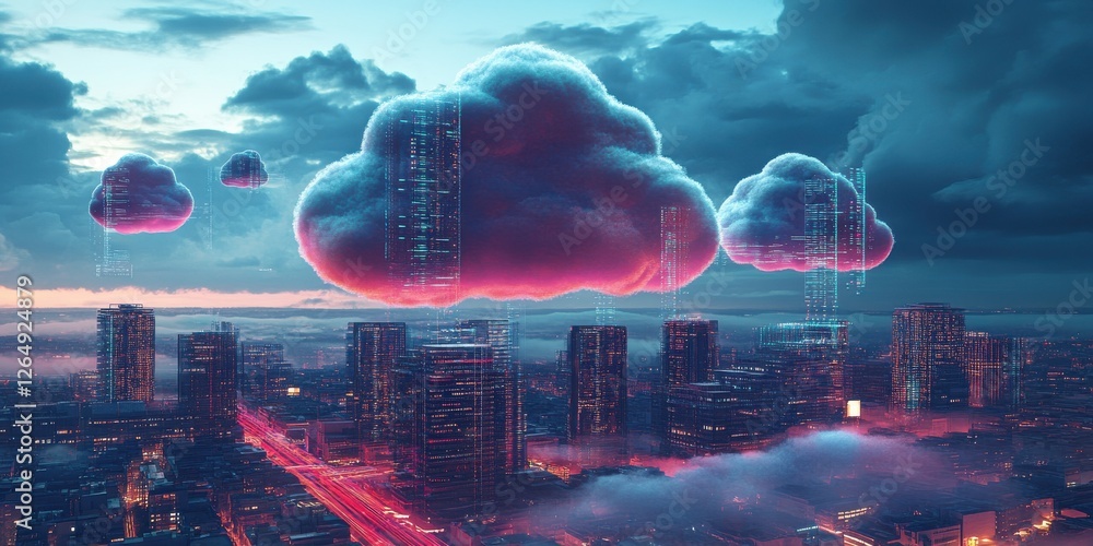 Aufkleber cloud innovation enhancing mobile experience and seamless process improvement showing hovering cloud