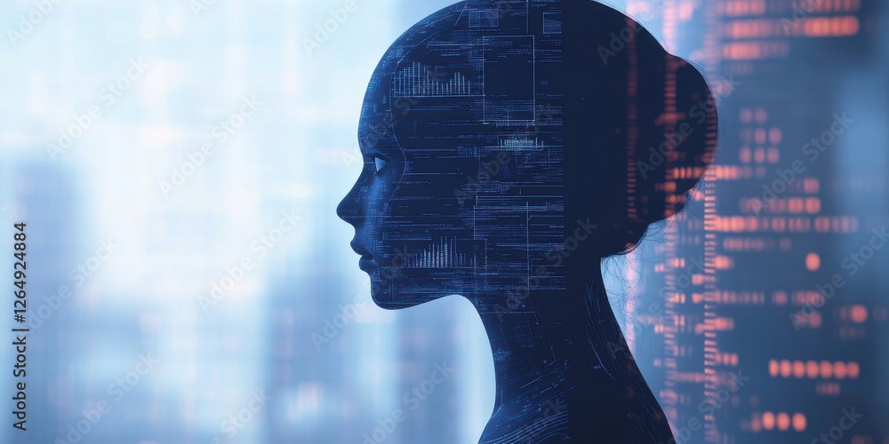 Poster customer framework leveraging intelligent processes for innovation adoption showing faceless humanoi