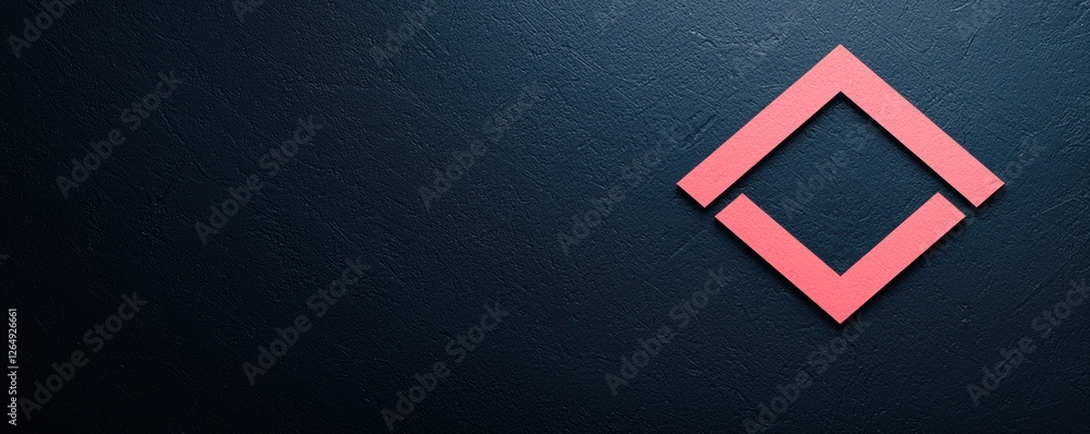 Aufkleber abstract geometric shape in pink color on a textured dark background for modern design and branding 