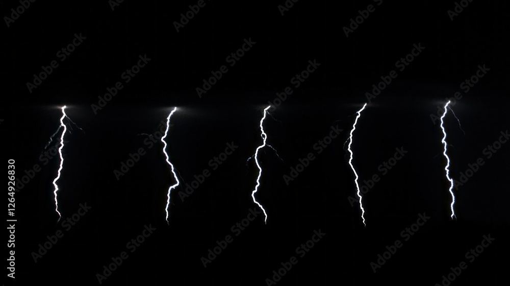 Poster five striking lightning bolts pierce through the darkness, creating a mesmerizing spectacle in the n