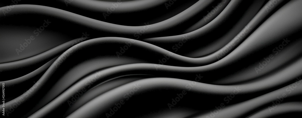 Poster elegant black fabric waves with smooth textures for background design and artistic projects