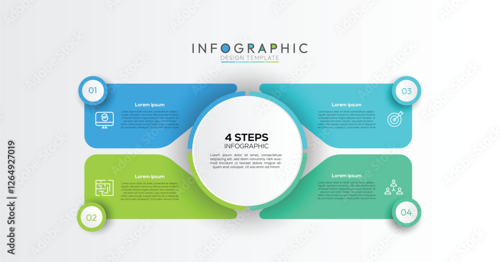 Poster 4 steps overlapping square infographic four steps are represented by squares or slightly rounded rec