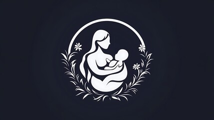 Mother and Child: A Gentle, Floral Line Art Illustration AI Generated