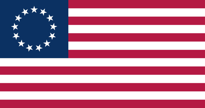 Betsy Ross flag. US flag with 13 stars (1777, 1792)