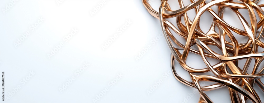 Aufkleber Abstract design of intertwined metallic wires in a harmonious arrangement on a light background