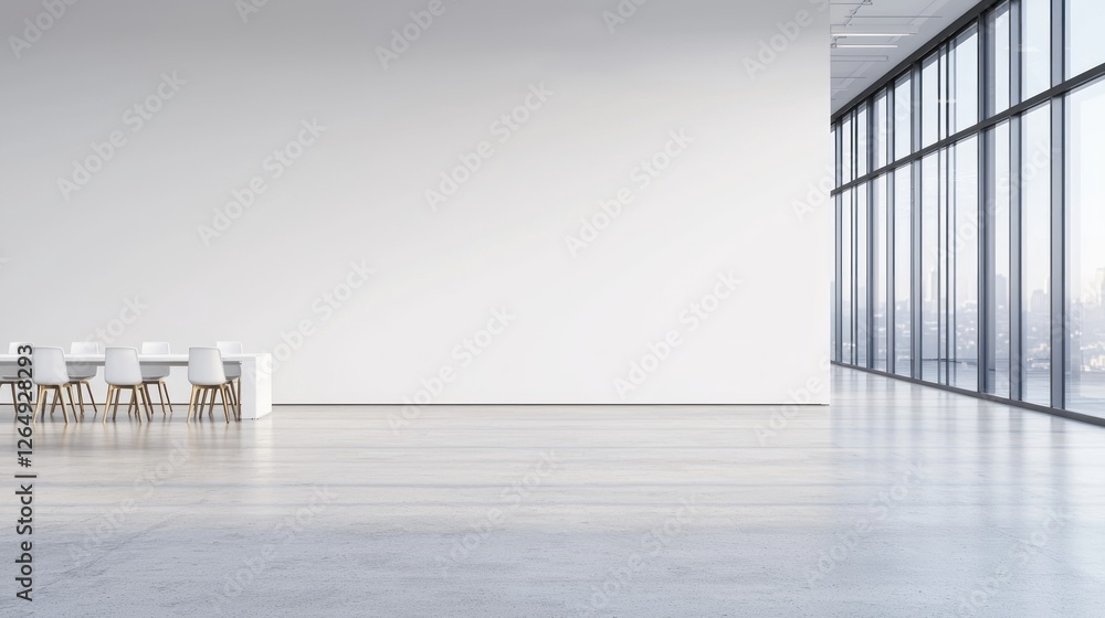 Aufkleber modern office interior with large windows and minimalistic design featuring empty space for creative