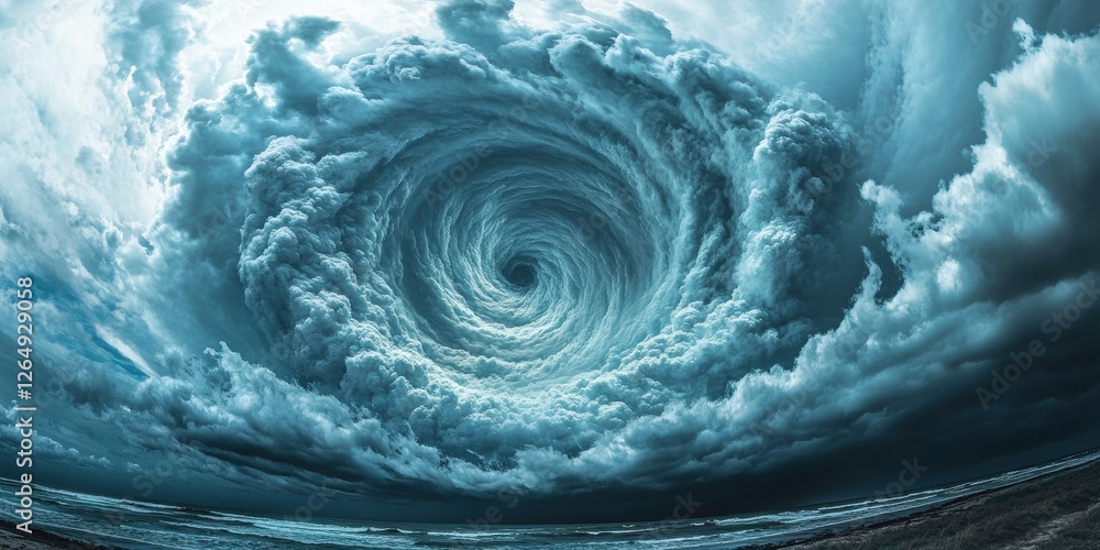 Poster atmospheric dynamics visualized through swirling cloud formations and shifting air currents showing 
