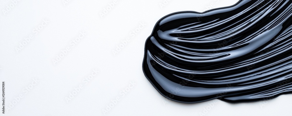 Poster Smooth Black Paint Swirl on White Background Creating Artistic and Elegant Visual Textures for Design Use