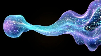 Abstract Digital Circuit Board Flow  AI Generated Data Stream