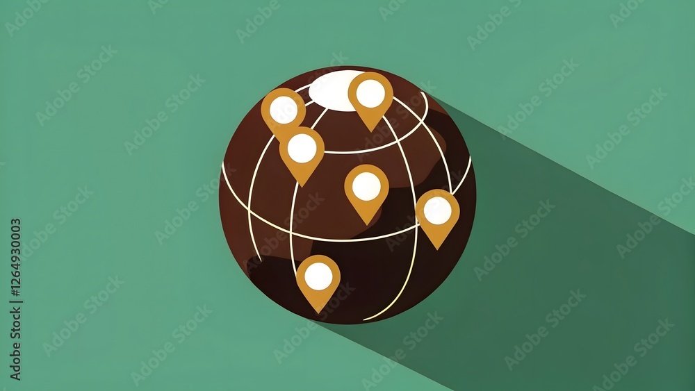 Poster global location mapping technology digital world infographic flat design overhead view connectivity 