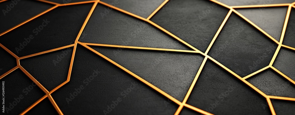 Poster Abstract geometric background with golden lines on dark textured surface for modern design projects