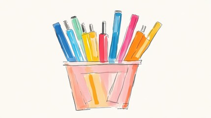 Obraz premium Set of assorted colorful disposable electronic cigarettes in heaps in supermarket grocery shopping basket isolated on white background. Copy space.