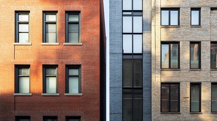 Brick Building Facades: A Study in Architectural Contrast