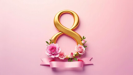 A sleek, golden number "8" in the center
