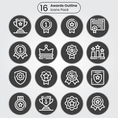 Awards line editable icon set. Editable stroke. Vector illustration.