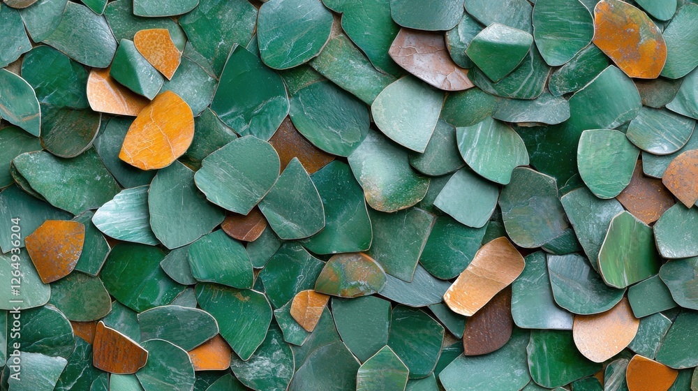 Aufkleber regal emerald and golden abstract gemstone composition with glossy triangular tiles and shimmering t