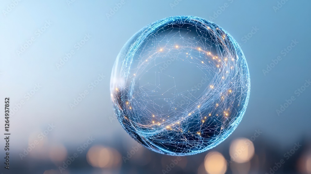 Poster futuristic network sphere global connection innovation technology data digital abstr