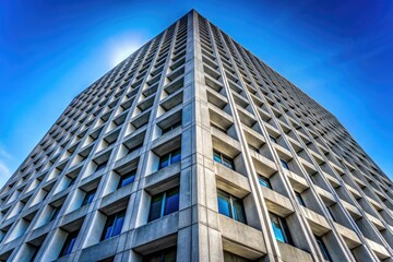 Obraz premium Abstract concrete architecture: a tall building's exterior, captured in minimalist urban cityscape photography.
