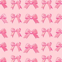 Pattern with pink bows on a light pink background for decoration