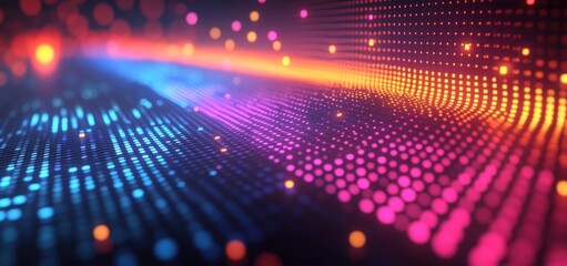 Abstract Digital Wave: Vibrant Colors and Glowing Particles