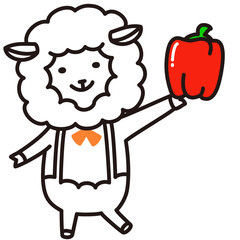 色加工ok ひつじ素材No.46 赤パプリカ