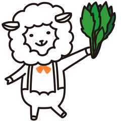 色加工ok ひつじ素材No.48 ほうれん草