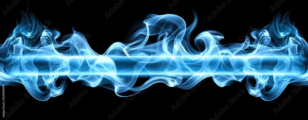 Leinwandbilder ethereal blue smoke waves on black background creating an enigmatic and mystical visual effect