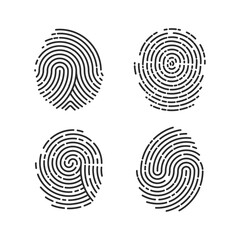 Unique fingerprint finger print icon, ID private information code, vector linear illustration.