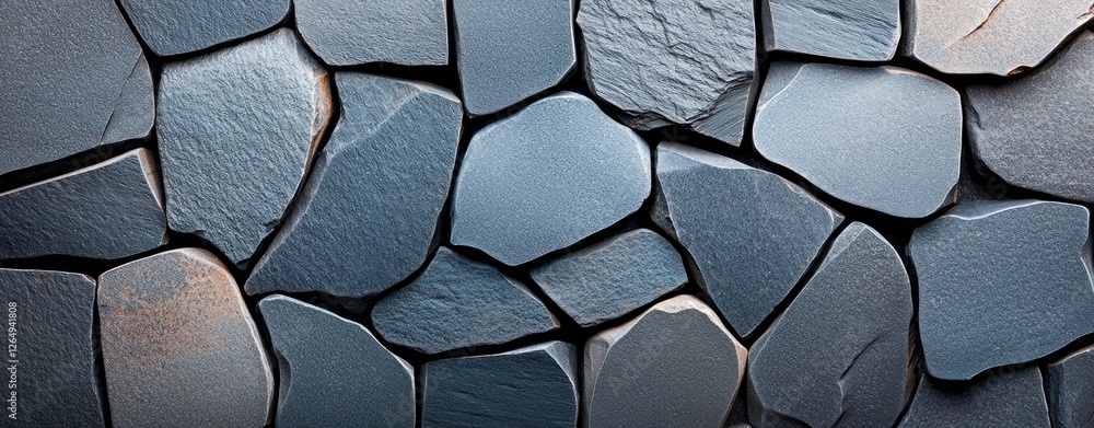 Poster unique arrangement of smooth dark stones creating a textured and natural background for various desi
