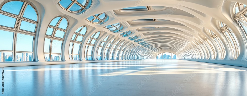 Aufkleber modern architecture with spacious interior and large windows creating a bright atmosphere in a city 