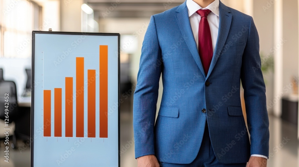 Aufkleber professional businessman presenting growth chart in modern office environment with confident express