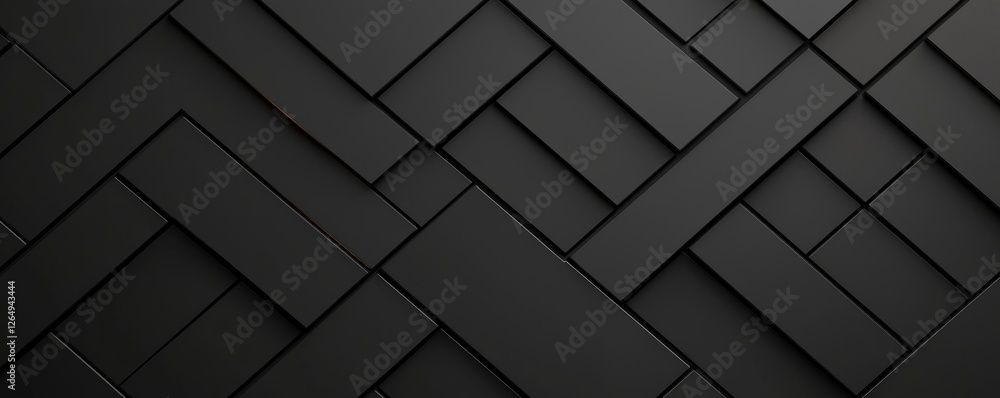 Aufkleber dark geometric pattern with intersecting rectangles and squares on a black background for modern des