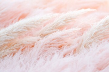 Fototapeta premium A field filled with soft pinkish-golden grass sways gently as the sun sets in the background, creating a warm and luxurious atmosphere filled with dreamy soft-focus