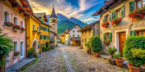Fototapeta premium Historic Center Chiusa, Alto Adige, Italy: Charming Medieval Architecture and Cobblestone Streets