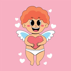 Cute angle hugging earth