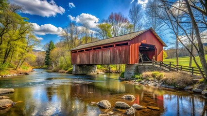 Obraz premium Historic Wooden Covered Bridge, Hudson Valley, New York, Early Spring