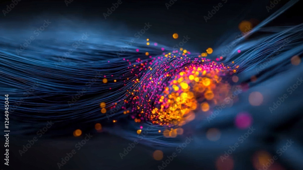 Aufkleber abstract colorful energy flow glowing lines data stream digital art network technolog