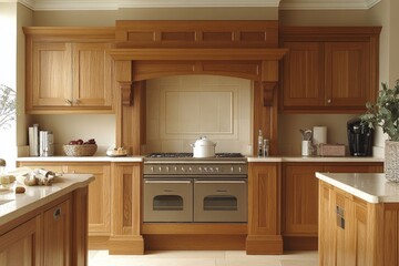 Elegant wooden kitchen design with modern appliances and spacious layout