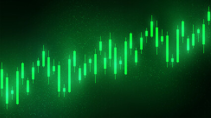 Stock Market Growth Illustration with Increasing Graph Going Up. Increasing graph and arrow on green background.
