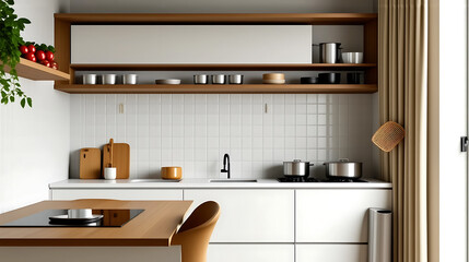 A small kitchen in an apartment with modern and minimalist interior design1