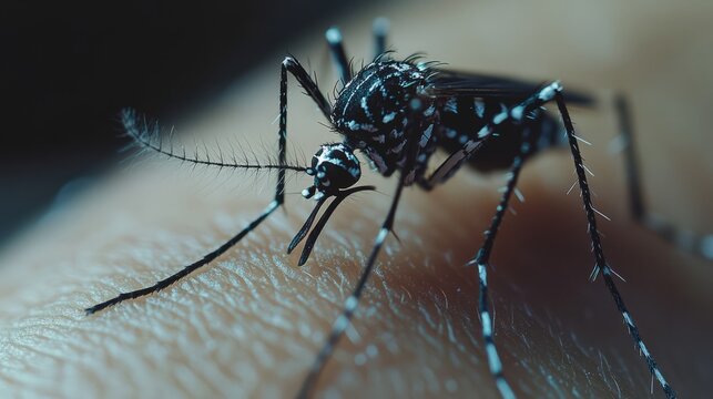 Mosquito, Zika virus, humans skin