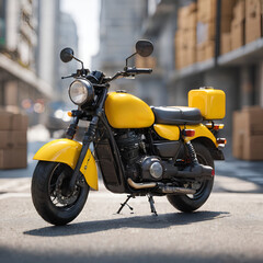 Yellow Motorcycle for Urban Delivery and Logistics Service