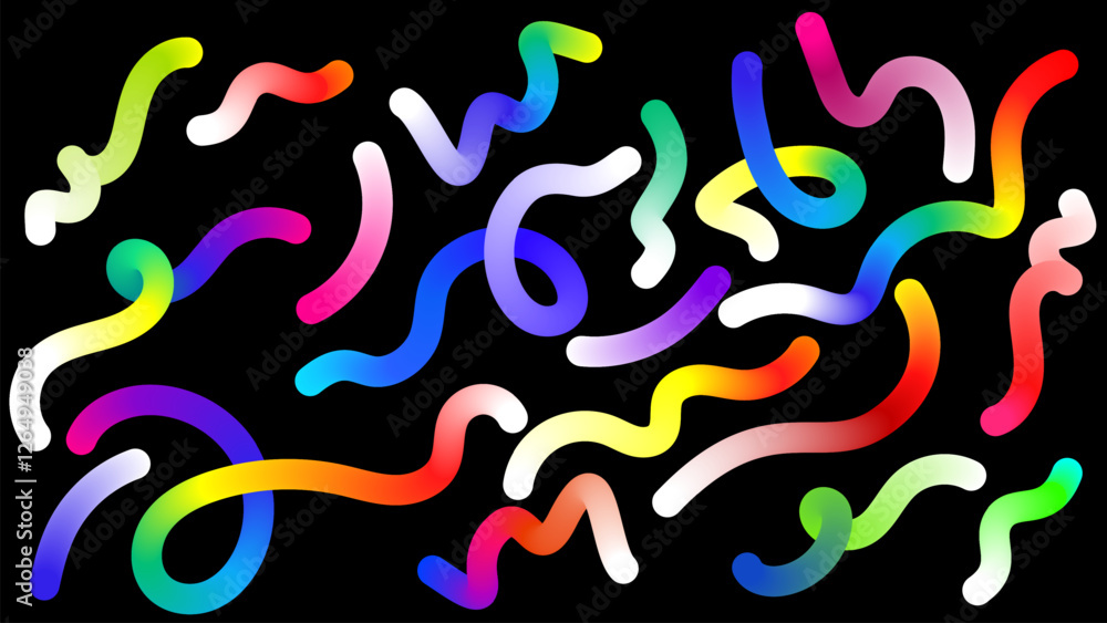 Poster fluid wave elements of colorful squiggly designs.vector graphic pattern with wavy lines in bright co